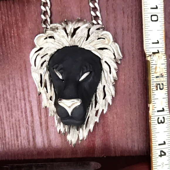 Lion head Razza black and silver plated necklace - Picture 1 of 8
